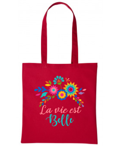 Sac coton Loïc - La vie est belle - Fleurs multicolores 1