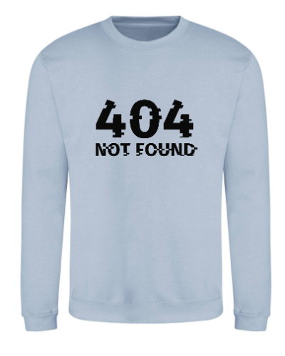 Sweat Alan - 404 not found couleur Sky Blue vue de face