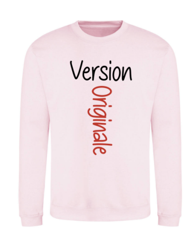 Sweat Alan - Design version originale couleur Baby pink  vue de face