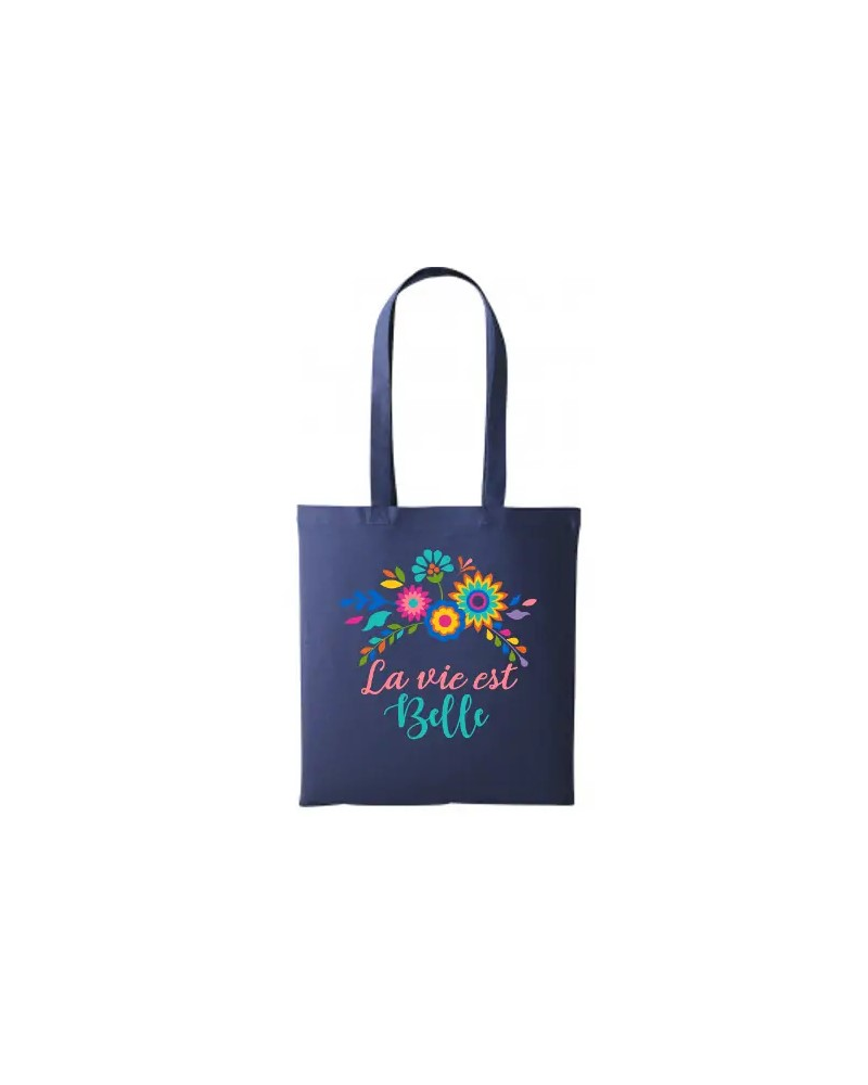 Sac coton Loïc - La vie est belle - Fleurs multicolores 3